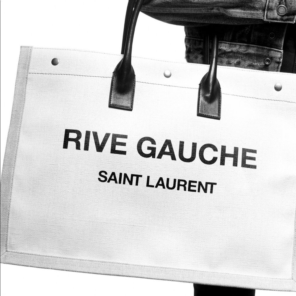 Saint Laurent Rive Gauche Linen & Leather Tote
